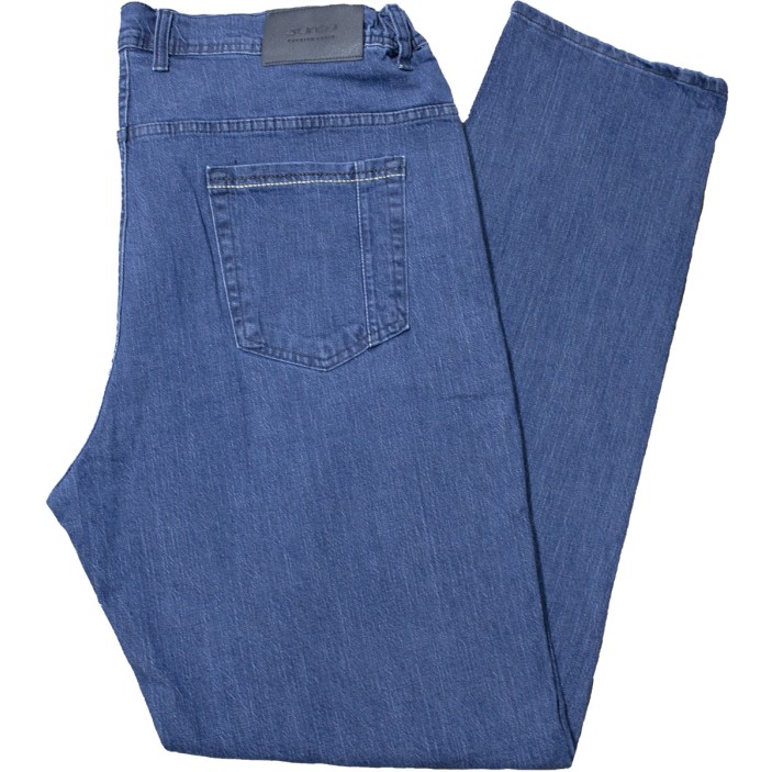 Blugi barbatesti albastru deschis cu elatic in lateral croiala clasica