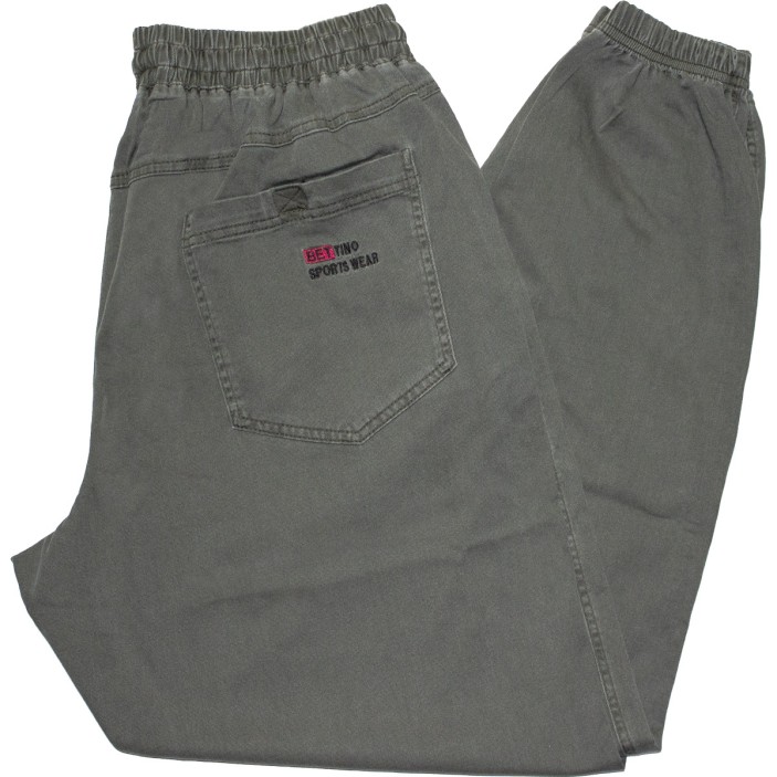 Blugi subtiri kaki cu elatic si snur in talie, croiala clasica