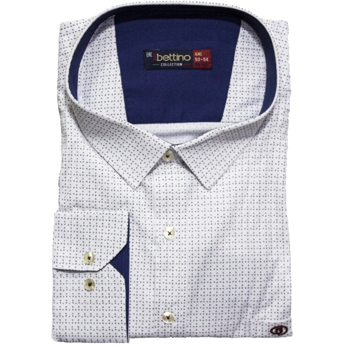 Camasa barbateasca maneca lunga alba cu imprimeu