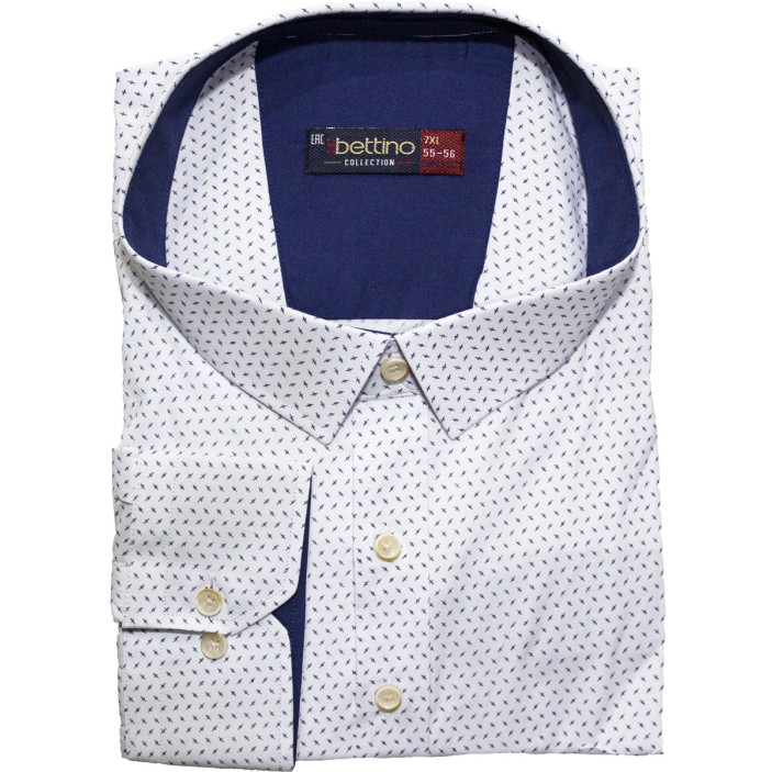 Camasa barbateasca maneca lunga alba cu imprimeu