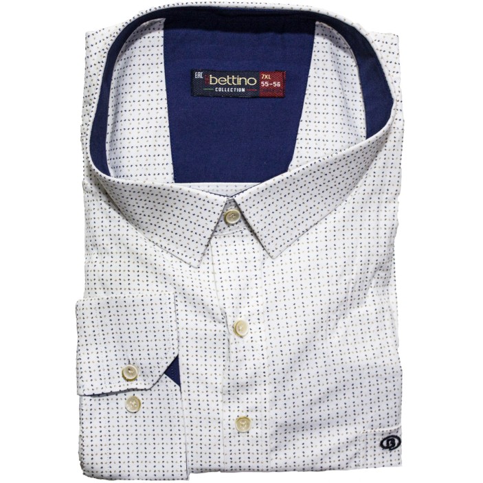 Camasa barbateasca maneca lunga alba cu imprimeu