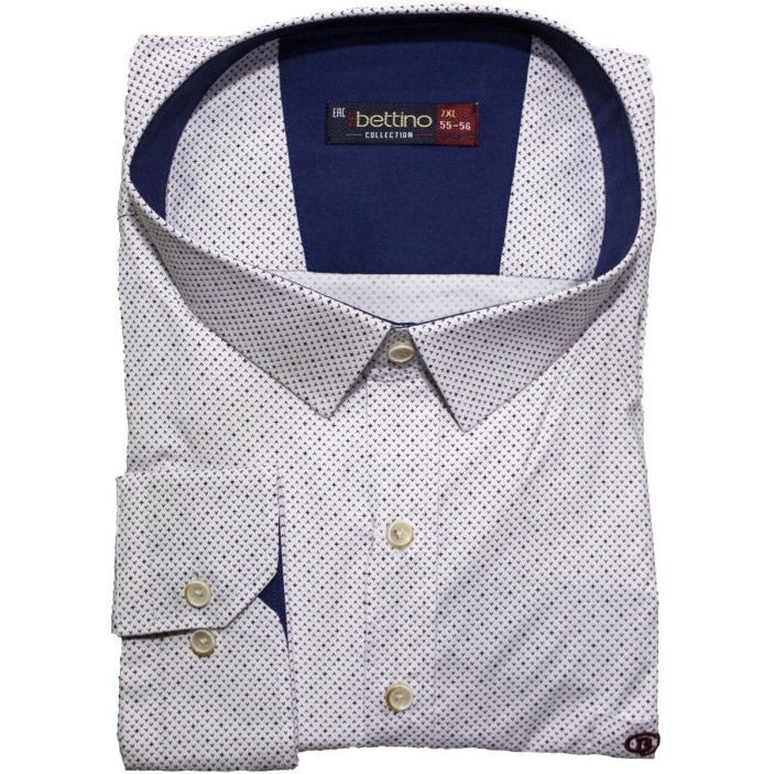 Camasa barbateasca maneca lunga alba cu imprimeu