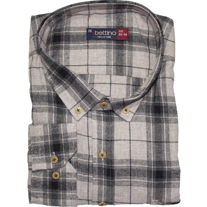 Camasa barbateasca groasa maneca lunga bej in carouri