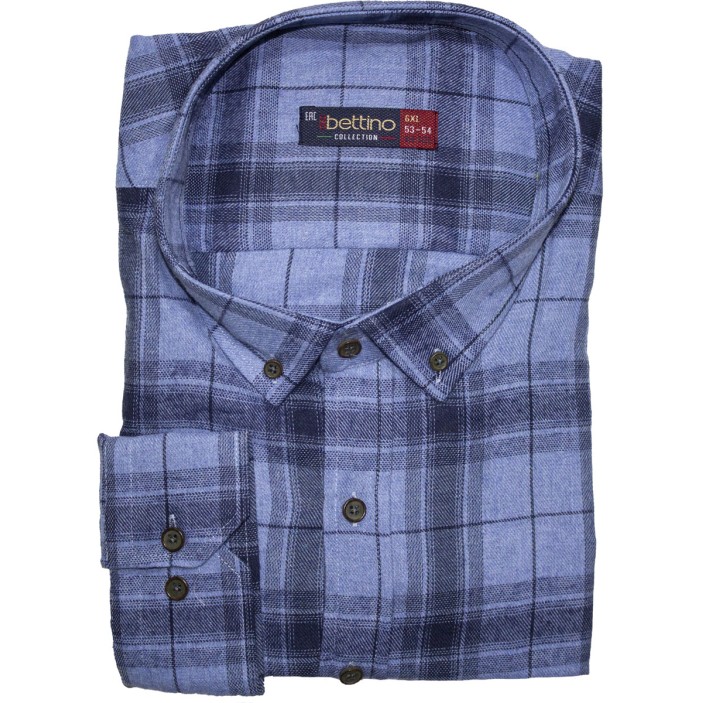 Camasa barbateasca groasa maneca lunga bleu-bleumarin in carouri