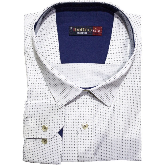 Camasa barbateasca maneca lunga alba cu imprimeu