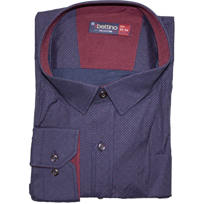 Camasa barbateasca maneca lunga bleumarin cu imprimeu