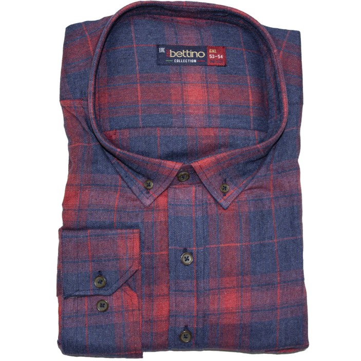 Camasa barbateasca groasa maneca lunga bleumarin in carouri