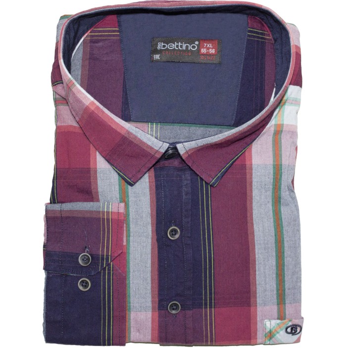 Camasa barbateasca bleumarin-rosu-gri maneca lunga in carouri