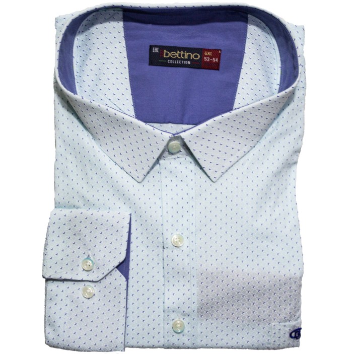 Camasa barbateasca maneca lunga turcoaz cu imprimeu