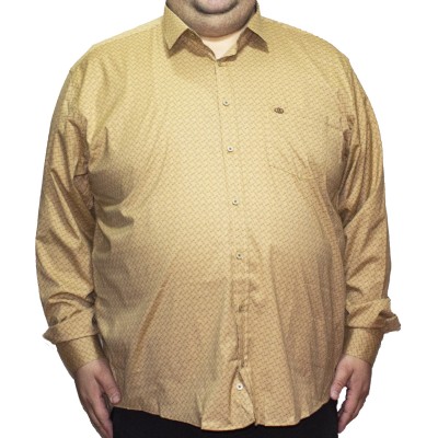 Camasa barbateasca maneca lunga camel cu imprimeu 