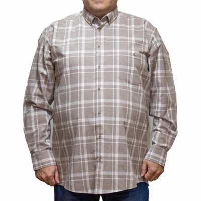 Camasa barbateasca maneca lunga groasa in carouri bicolore cafeniu-alb