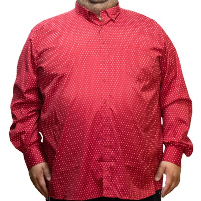 Camasa  barbateasca maneca lunga cu imprimeu rosu-alb-negru