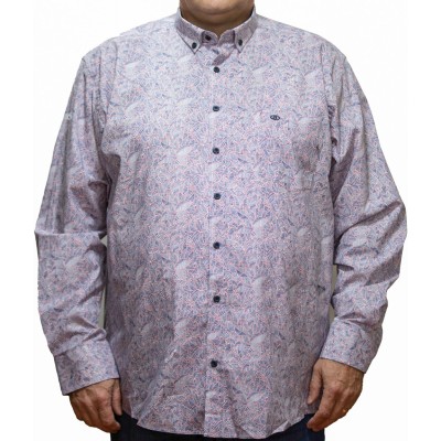 Camasa  barbateasca maneca lunga cu imprimeu bleumarin-rosu