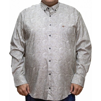 Camasa  barbateasca maneca lunga cu imprimeu gri-maro