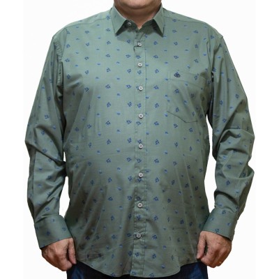Camasa  barbateasca maneca lunga cu imprimeu verde
