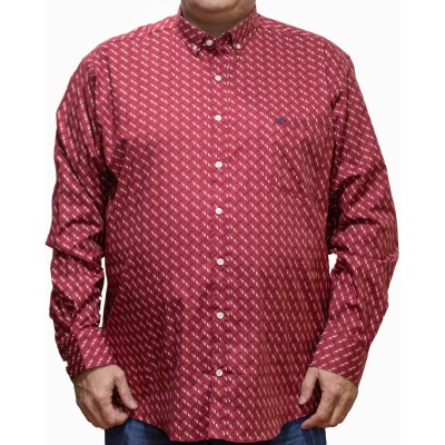 Camasa barbateasca maneca lunga cu imprimeu rosu elegant