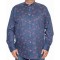 Camasa  barbateasca maneca lunga cu imprimeu bleumarin-roz