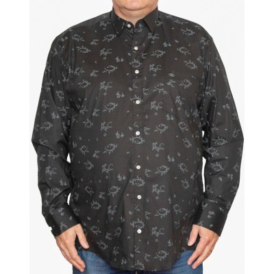 Camasa  barbateasca maneca lunga cu imprimeu negru