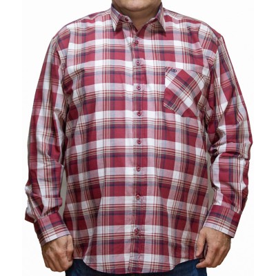 Camasa  barbateasca maneca lunga in carouri multicolore visiniu-alb-maro-albastru