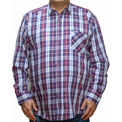 Camasa  barbateasca maneca lunga in carouri multicolore alb-visiniu-bleumarin