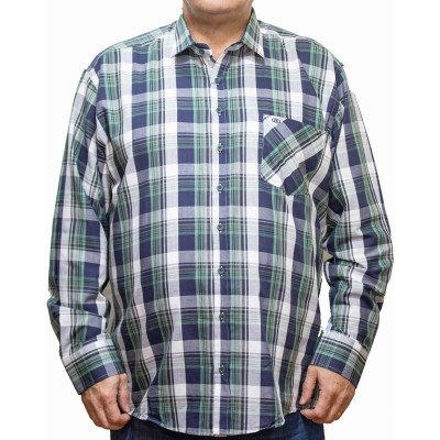 Camasa  barbateasca maneca lunga in carouri multicolore verde-bleumarin-gri