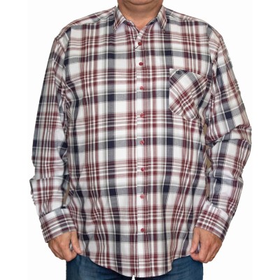 Camasa  barbateasca maneca lunga in carouri multicolore visiniu-negru-alb