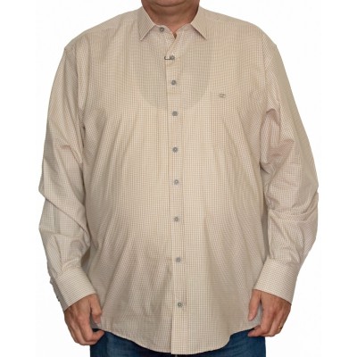 Camasa barbateasca  maneca lunga in carouri bej