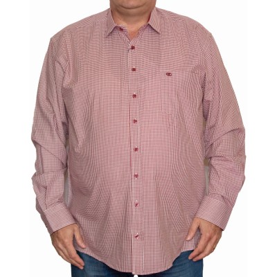 Camasa  barbateasca maneca lunga in carouri rosu