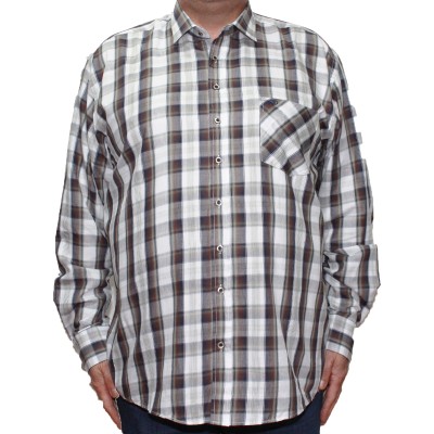 Camasa  barbateasca maneca lunga in carouri maro-alb