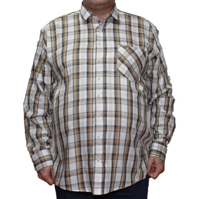 Camasa  barbateasca maneca lunga in carouri mustar-alb