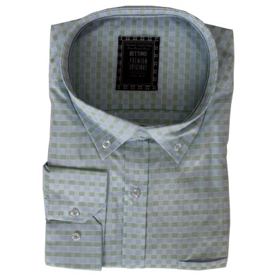 Camasa  barbateasca maneca lunga in carouri bicolore bleu-verde