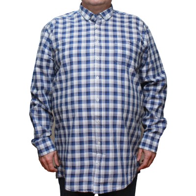 Camasa  barbateasca maneca lunga in carouri bicolore albastru-alb