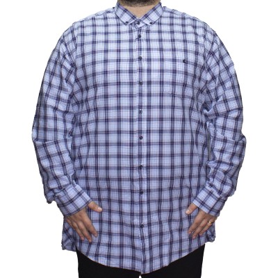 Camasa  barbateasca maneca lunga in carouri bicolore albastru-bleu