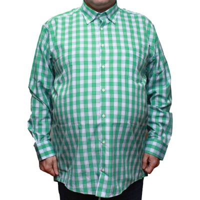 Camasa  barbateasca maneca lunga in carouri multicolore alb-bleu-verde