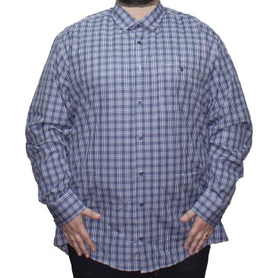 Camasa  barbateasca maneca lunga in carouri multicolore alb-verde-bleumarin