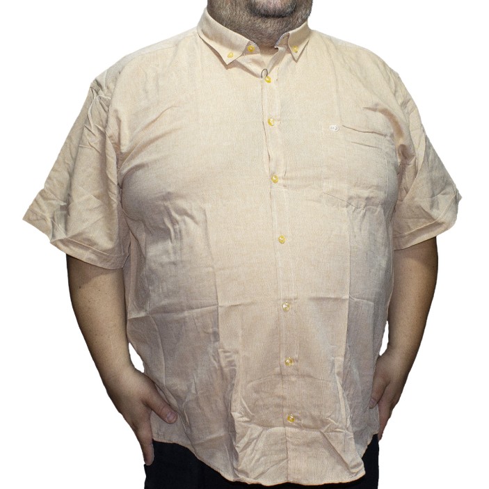 Camasa barbateasca maneca scurta din in crem uni