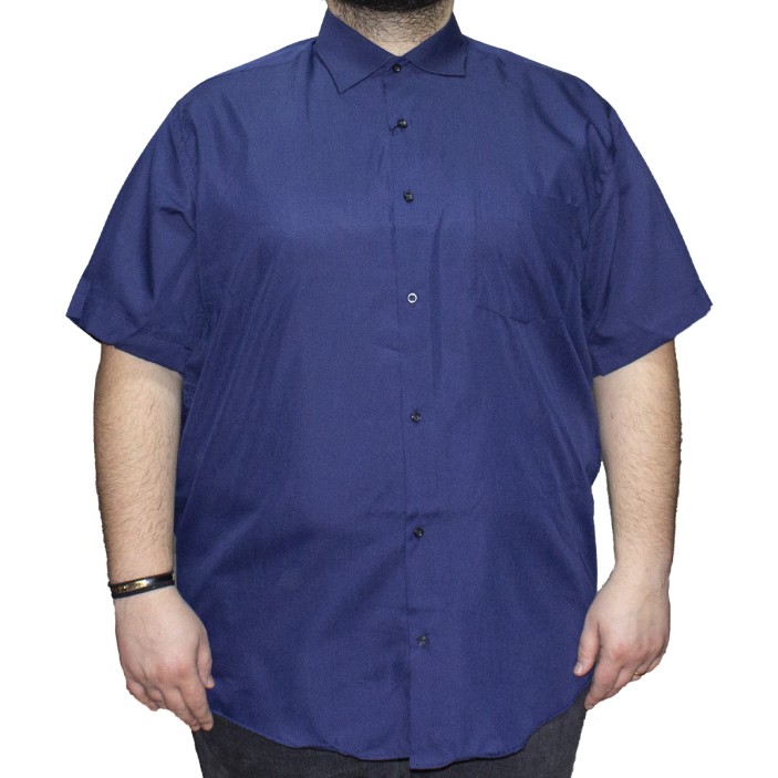 Camasa barbateasca maneca scurta bleumarin uni