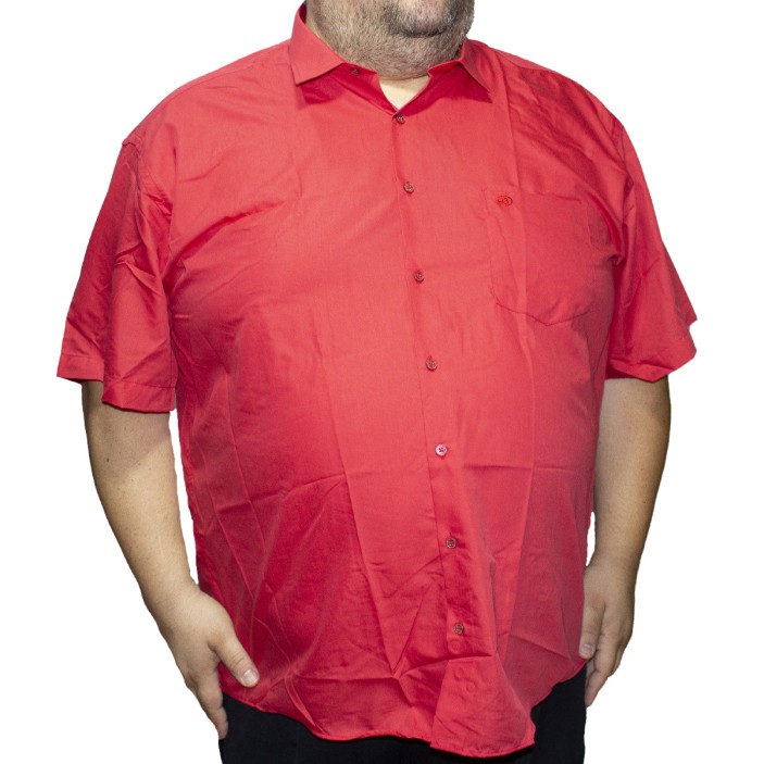 Camasa barbateasca maneca scurta rosie uni