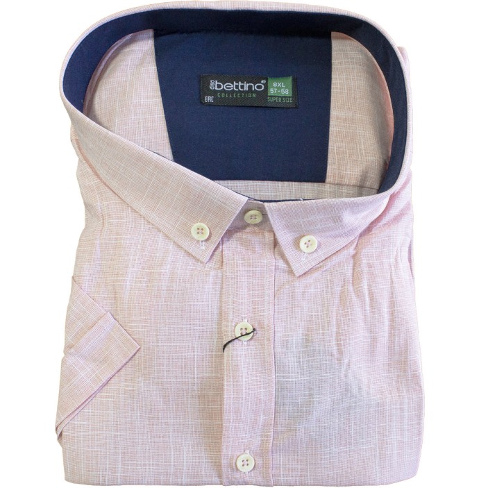 Camasa barbateasca maneca scurta din in roz cu insertii