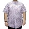 Camasa barbateasca maneca scurta alba cu imprimeu rosu-albastru