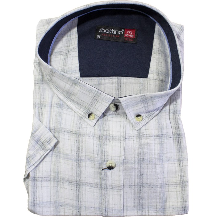 Camasa barbateasca maneca scurta in carouri alb-verde