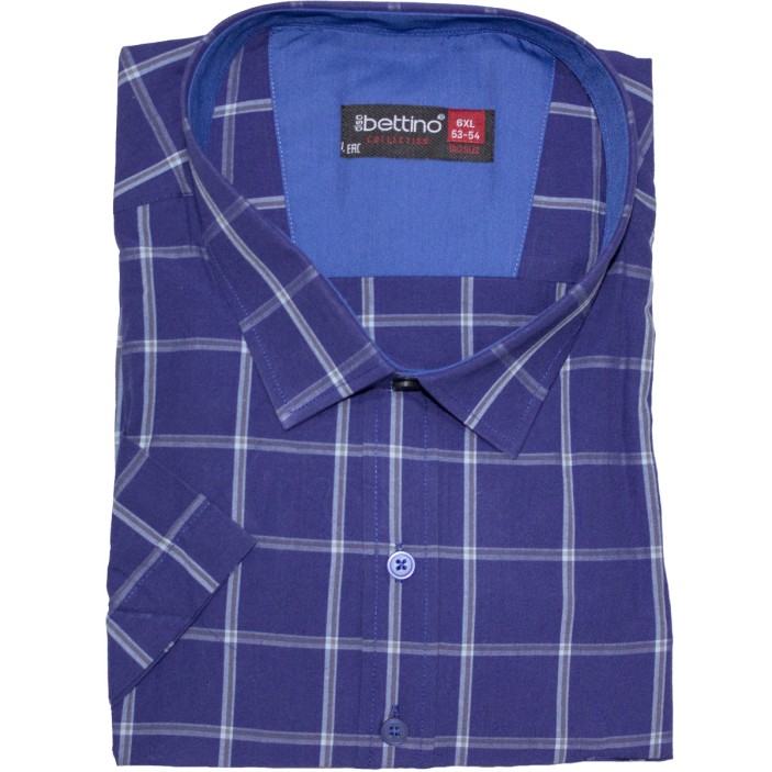 Camasa barbateasca maneca scurta in carouri albastru bleu