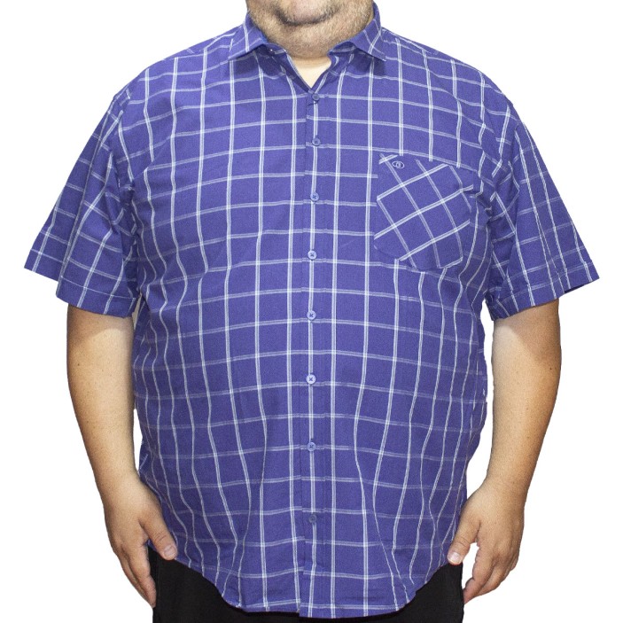 Camasa barbateasca maneca scurta in carouri albastru bleu