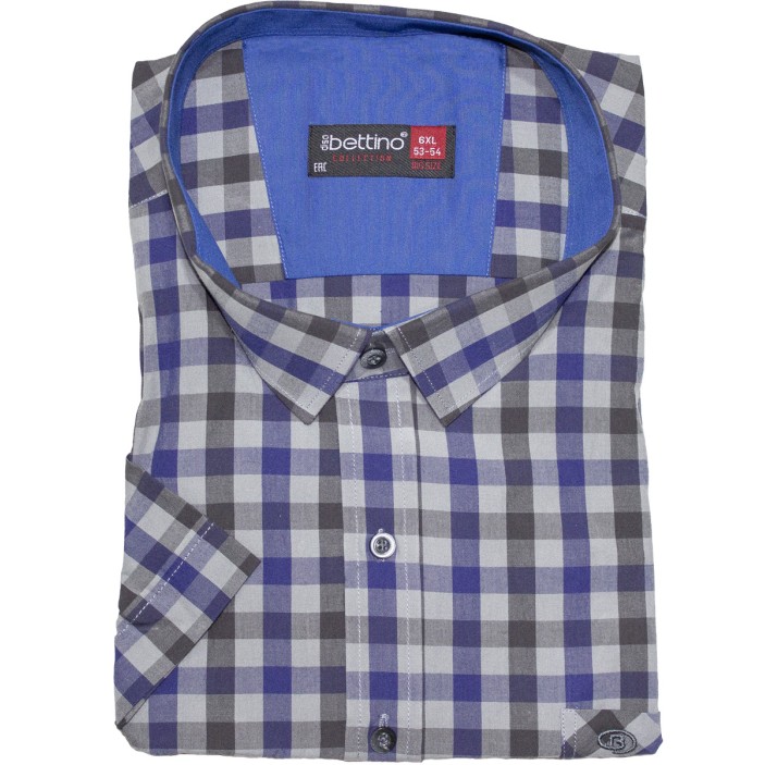 Camasa barbateasca maneca scurta in carouri albastru negru