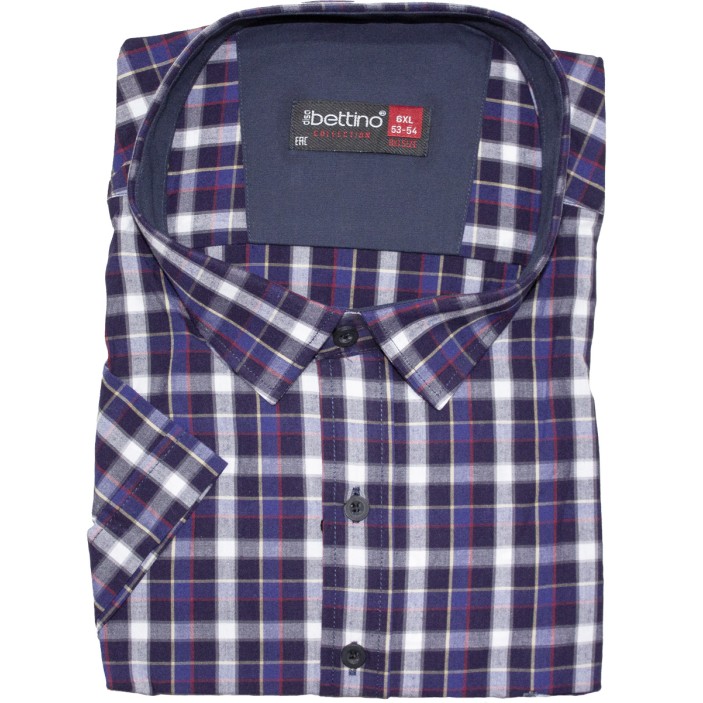 Camasa barbateasca maneca scurta in carouri albastru negru