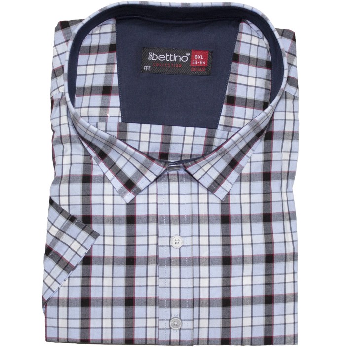 Camasa barbateasca maneca scurta in carouri  bleu negru