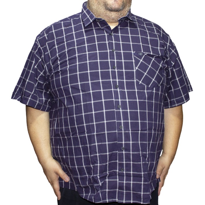 Camasa barbateasca maneca scurta in carouri bleumarin-alb