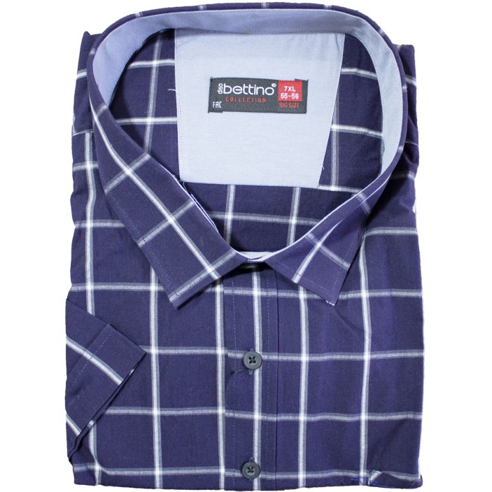 Camasa barbateasca maneca scurta in carouri bleumarin-alb