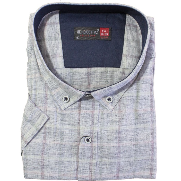 Camasa barbateasca maneca scurta in carouri gri-roz