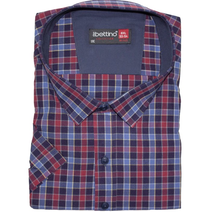 Camasa barbateasca maneca scurta in carouri rosu bleu